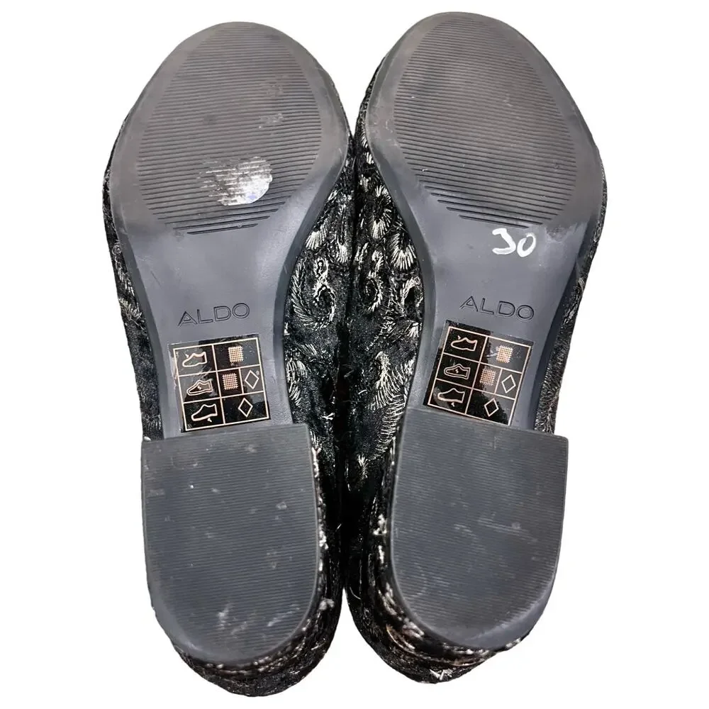 Aldo Sequin Gold Black Velvet Floral Brocade Block Heel Ankle Boots size 8.5 - Picture 3 of 7